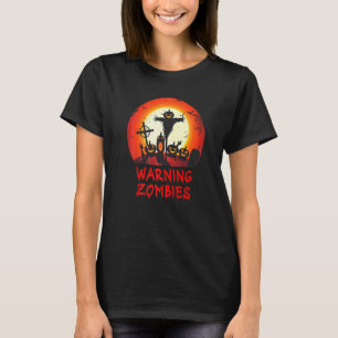 T-shirt Avertissement Zombie Cimetière au Clair de Lune E