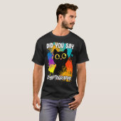 T-shirt Avez-vous dit Cryptographie Chat noir (Devant entier)