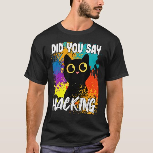 T-shirt Avez-Vous Dit Hacking Black Cat (Devant)