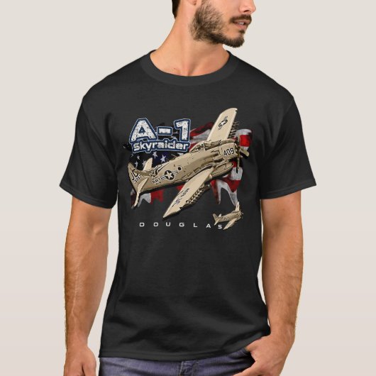 T-shirt Avion A-1 Skyraider VintageUSAF FIghter (Devant)