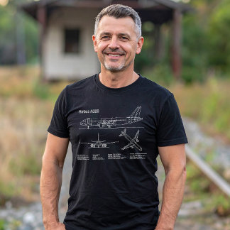 T-shirt Avion Airbus A320 en dessin de plan directeur PD