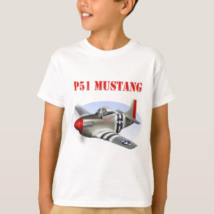 T-shirt Avion Argent-Rouge du mustang P51