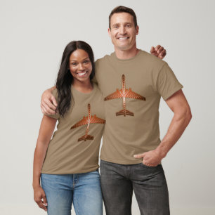 T-shirt Avion Art Déco, Bronze, Or et Rust Brown