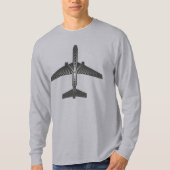 T-shirt Avion Art Déco, Graphite et Gris Argent (Devant)