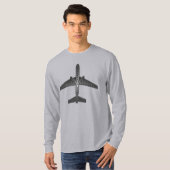 T-shirt Avion Art Déco, Graphite et Gris Argent (Devant entier)