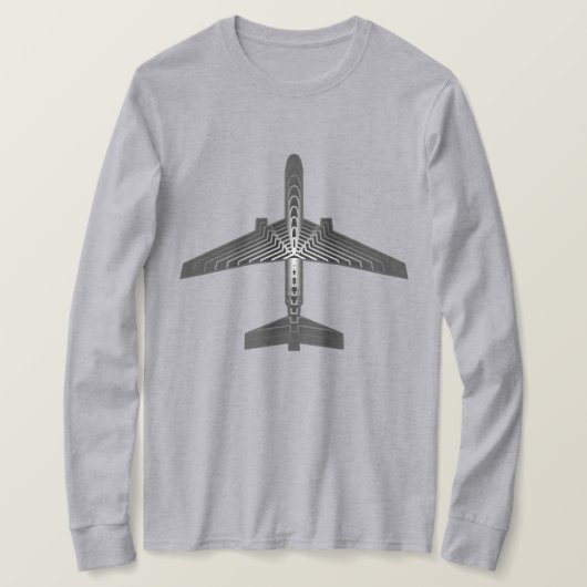 T-shirt Avion Art Déco, Graphite et Gris Argent (Design devant)