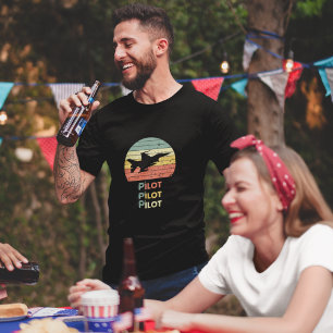 T-shirt Avion cool & coucher de soleil, style rétro Vintag