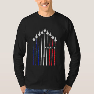 T-shirt Avion De Chasse Du 4 Juillet Traînée Rouge Blanc B