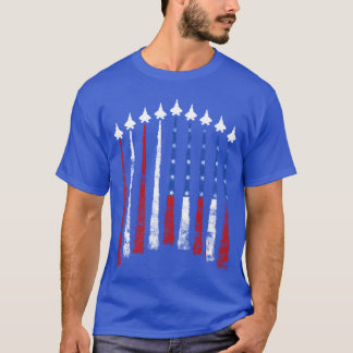 T-shirt Avion de chasse États-Unis vétérans et drapeau amé