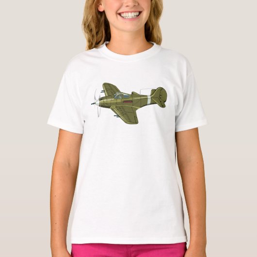 T-shirt Avion de chasseur rétro-dessiné (Devant)