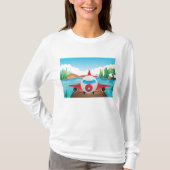 T-shirt Avion de dessin sur Lake Dock Amusement Travel Adv (Devant)