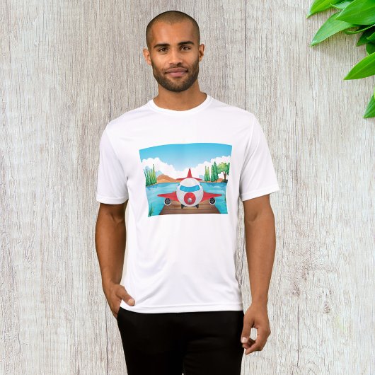 T-shirt Avion de dessin sur Lake Dock Amusement Travel Adv