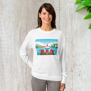 T-shirt Avion de dessin sur Lake Dock Amusement Travel Adv