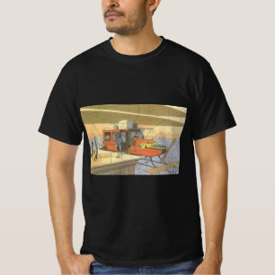 T-shirt Avion de science-fiction vintage Hélicoptère Limo