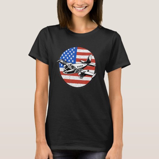 T-shirt Avion Pilote American Flag Plane Aviation pour moi (Devant)