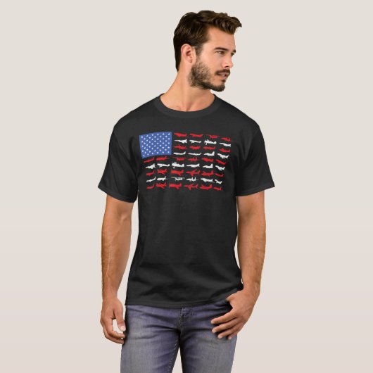 T-shirt Avion pilote Avion American Flag Plane Aviation (Devant entier)