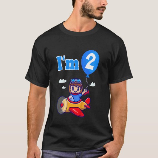 T-shirt Avion pilote enfant Avion I'm 2 Two Second Bir (Devant)