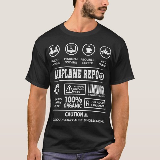 T-shirt Avion Repo Person Package Étiquette Code barre Fun (Devant)