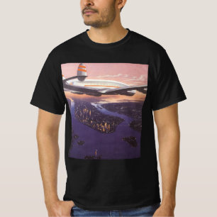 T-shirt Avion vintage au-dessus de Hudson River, New York