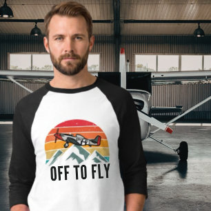 T-shirt Avion Vintage Crépuscule Rétro Montagnes Pilote Pa