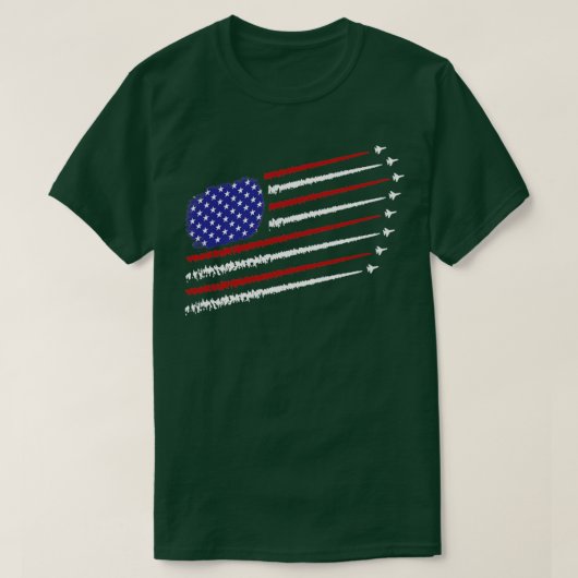 T-shirt Avions de chasse avec drapeau américain américain (Design devant)