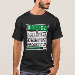 T-shirt Avis de test sécurisé Scp Foundation