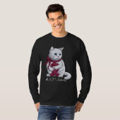 T-shirt AVM Awareness Month Burgundy Ribbon Cat (Devant entier)