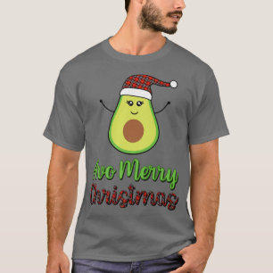 T-shirt Avocado Avo Joyeux Noël Plaid Santa Hat Tet Ve