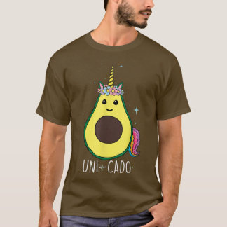 T-shirt Avocado Combiné Avec Unicorn Cute Party UniCado