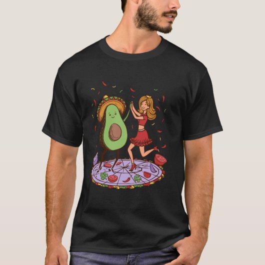 T-shirt Avocado Dancing Salsa Cinco de Mayo Mexicain Avoca (Devant)