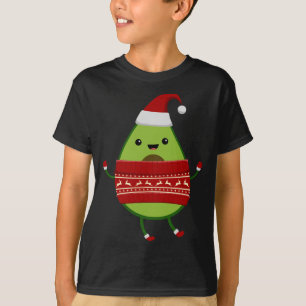 T-shirt Avocado De Noël Avec Chapeau De Père Noël Et Chaud