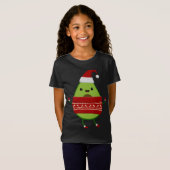 T-Shirt Avocado De Noël Avec Chapeau De Père Noël Et Chaud (Devant entier)