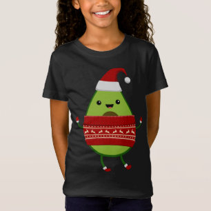 T-Shirt Avocado De Noël Avec Chapeau De Père Noël Et Chaud
