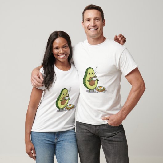 T-shirt Avocado drinking coffee and eating avocado on toas (Unisexe)