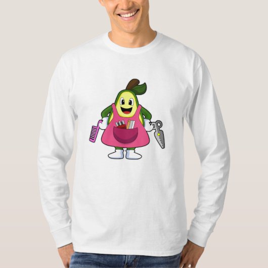 T-shirt Avocado en coiffeur avec ciseaux et comb (Devant)