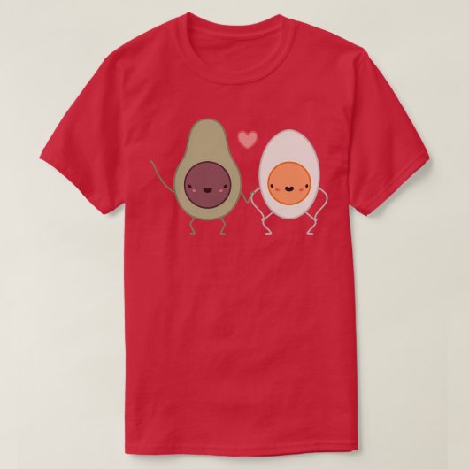 T-shirt Avocado et oeuf Les amoureux Noir (Design devant)