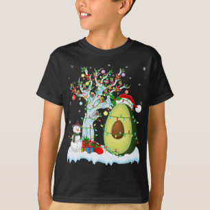 T-shirt Avocado Fruit Xmas Arbre Éclairage Santa Hat Avoca