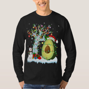 T-shirt Avocado Fruit Xmas Arbre Éclairage Santa Hat Avoca