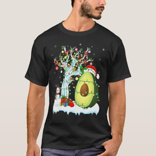 T-shirt Avocado Fruit Xmas Arbre Éclairage Santa Hat Avoca (Devant)