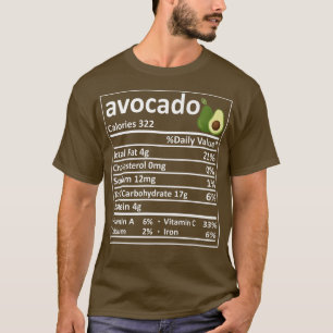 T-shirt Avocado Nutrition Food Facts Drôle Thanksgiving Co