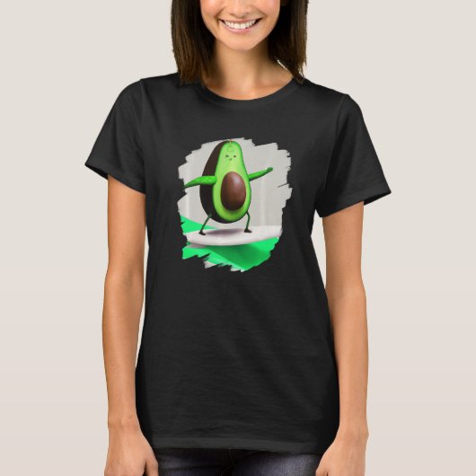 T-shirt Avocado Surfing Surfer Riding Wave Ocean Cool Surf (Devant)