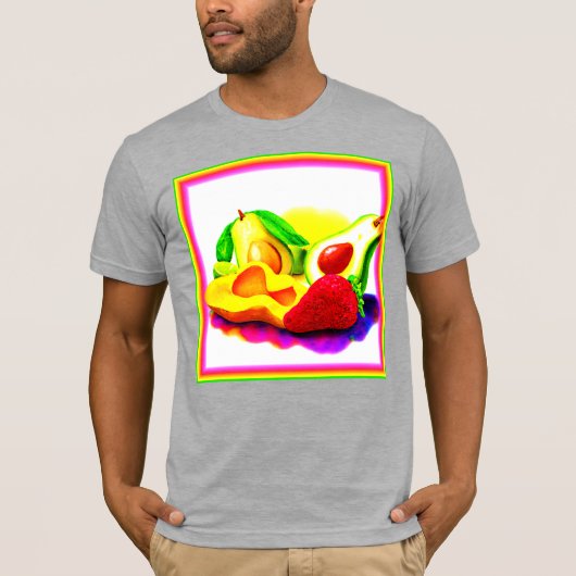 T-shirt Avocado tropical, fraise et mangue. Commandez dès  (Devant)
