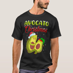 T-shirt Avocat Chat Xmas Lumières Santa Elf Avocato Noël
