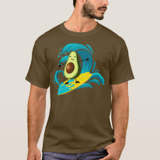 T-shirt avocat mignon et drôle surfant sur une vague