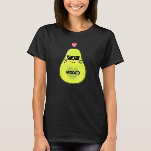 T-shirt Avocato Cute Cat Avocado Vegan Et Cat Kitten (Devant)