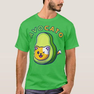 T-shirt Avocato Funny Cute Cat Avocado Vegan Et Amoureux d