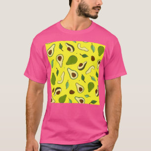 T-shirt Avocats et feuilles dessinés à la main sur jaune