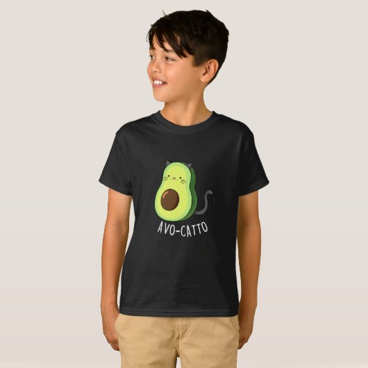 T-shirt Avocatto Funny Avocado chat pun Dark BG (Devant entier)