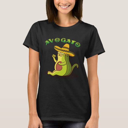 T-shirt Avogato Cat Avocado Cinco de Mayo Cute Cat Mexico  (Devant)