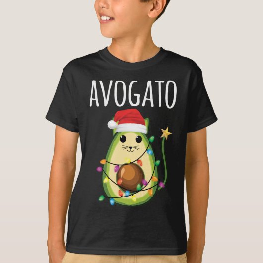 T-shirt Avogato Père Noël Avocado Chat de Noël amusant (Devant)